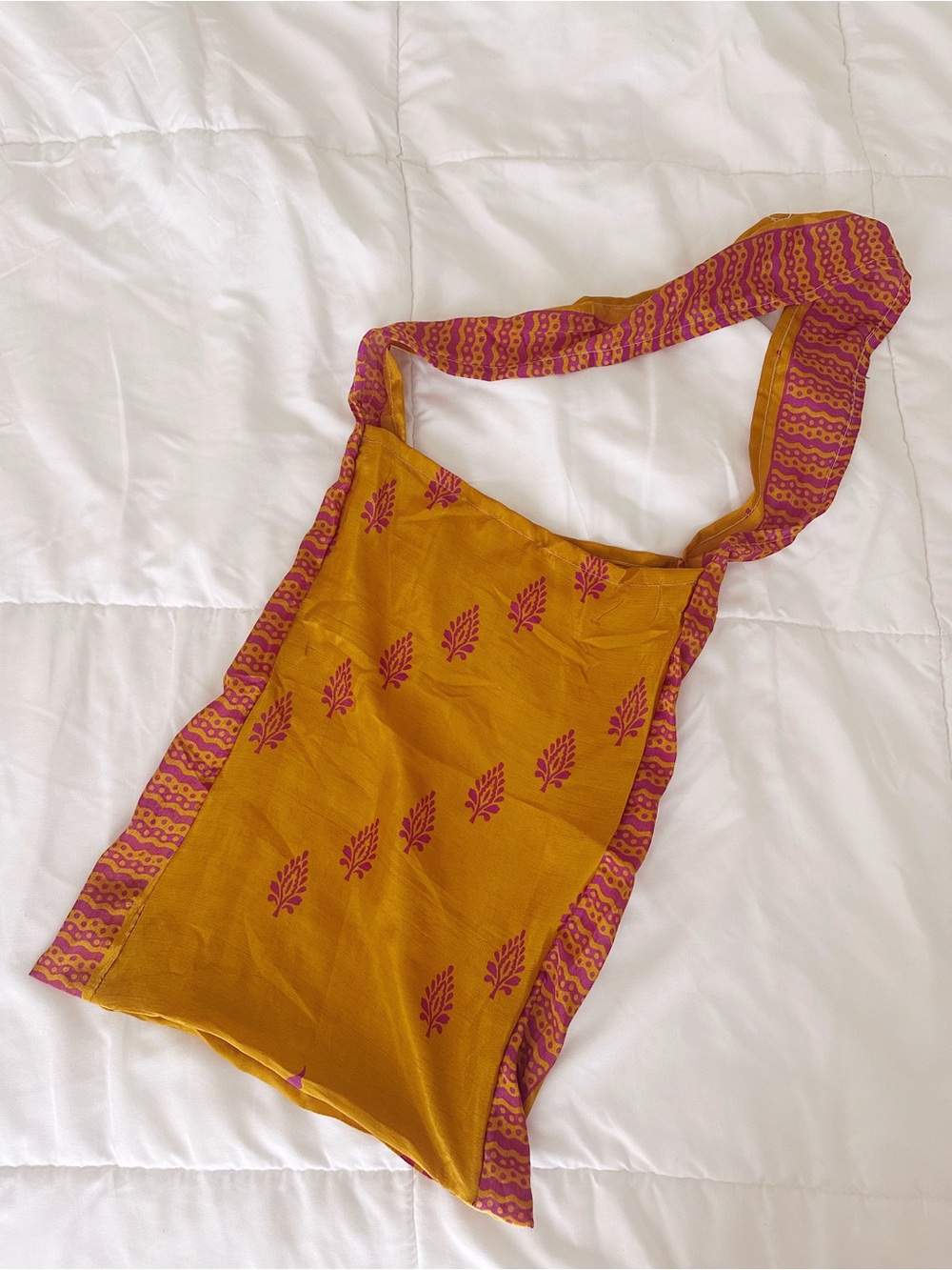 Handmade • India Silk Tote in Orange/Pink